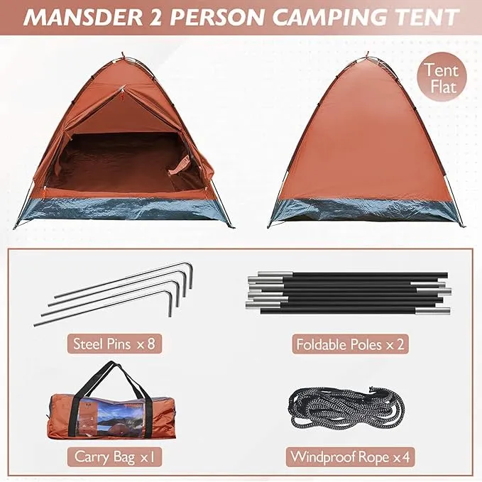 2 Person Camping Dome Tent,Waterproof Lightweight Portable Tents for Outdoor Camping Hiking Travel