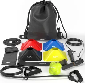 ADV Training Kit V2: Tennis Trainer Equipment for Tennis Training, Practice & Drills  Includes Counting Jump Rope, Resistance Bands, Stretch Bands for Exercise, Tennis Trainer Rebound Ball & Cones