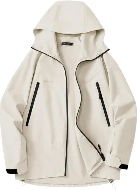 Avoogue Rain Jacket for Women Loose Fit Waterproof Lightweight Lined Rain Coat Hiking Windbreaker Jacket with Hood