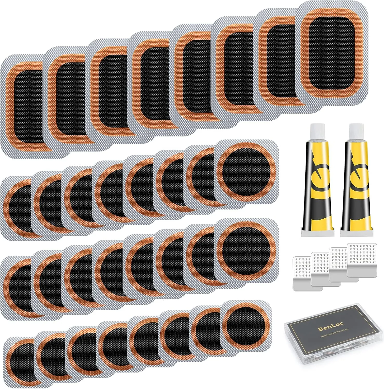 Bike Tire Repair Kit, Bycicle Inner Tube Puncture Patch Kits, Vulcanizing Patches,Glueless Patchs,Lever for Motorcycle BMX Cycling MTB Road Mountain Bicycle