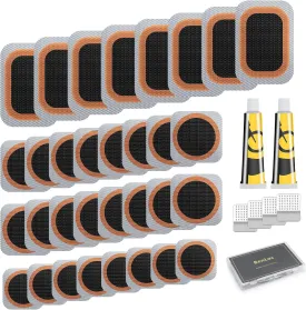 Bike Tire Repair Kit, Bycicle Inner Tube Puncture Patch Kits, Vulcanizing Patches,Glueless Patchs,Lever for Motorcycle BMX Cycling MTB Road Mountain Bicycle