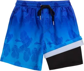 Boys Swim Trunks Bathing Suit Swim Shorts with Boxer Brief Liner Quick Dry Beach Swimsuit Compression
