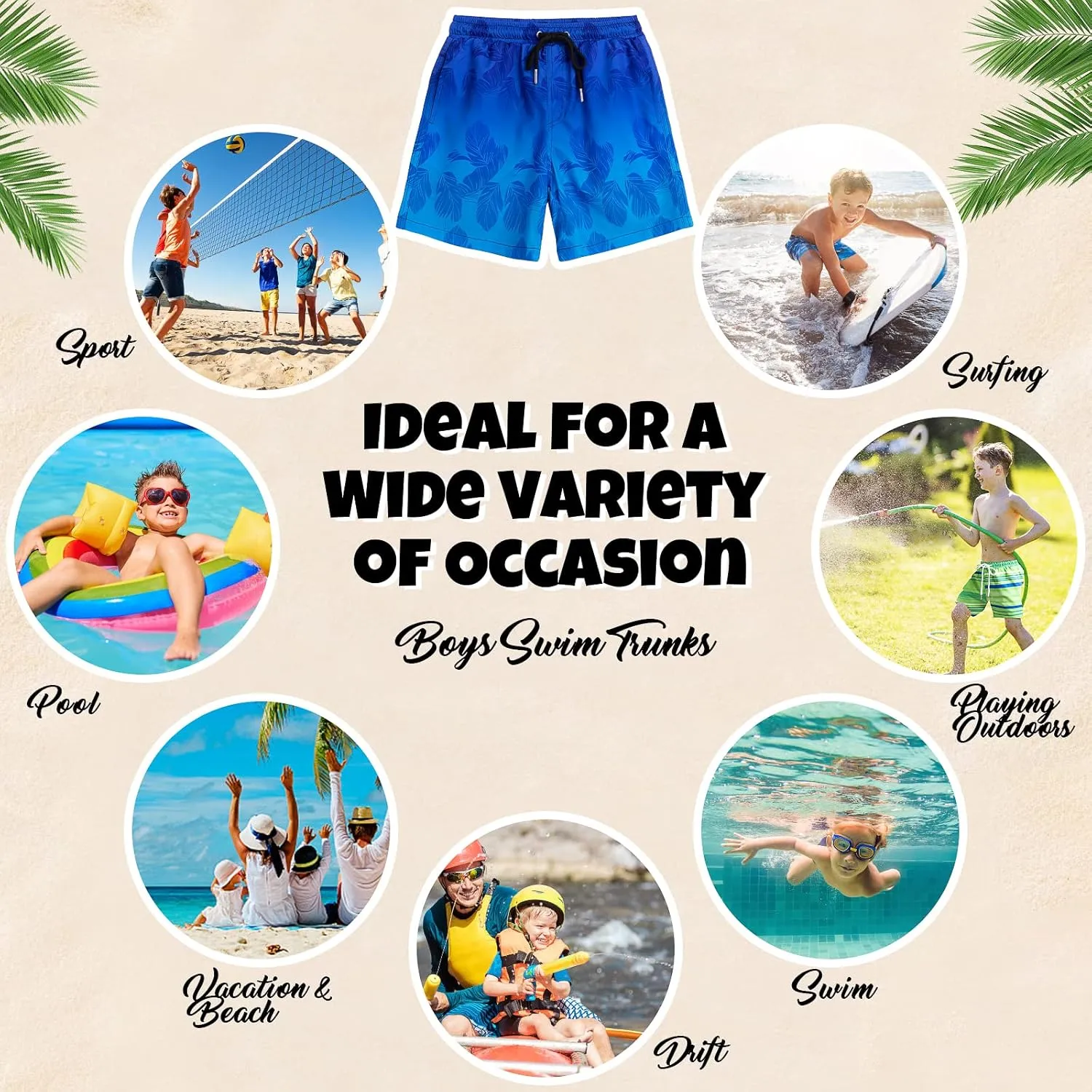 Boys Swim Trunks Bathing Suit Swim Shorts with Boxer Brief Liner Quick Dry Beach Swimsuit Compression