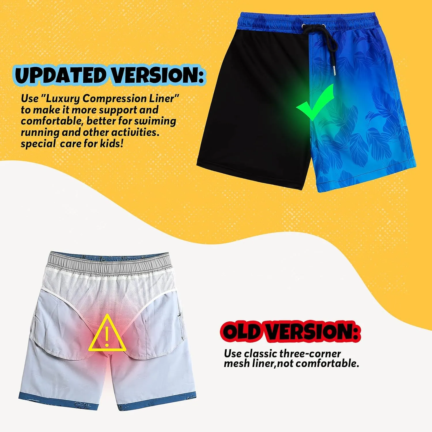 Boys Swim Trunks Bathing Suit Swim Shorts with Boxer Brief Liner Quick Dry Beach Swimsuit Compression