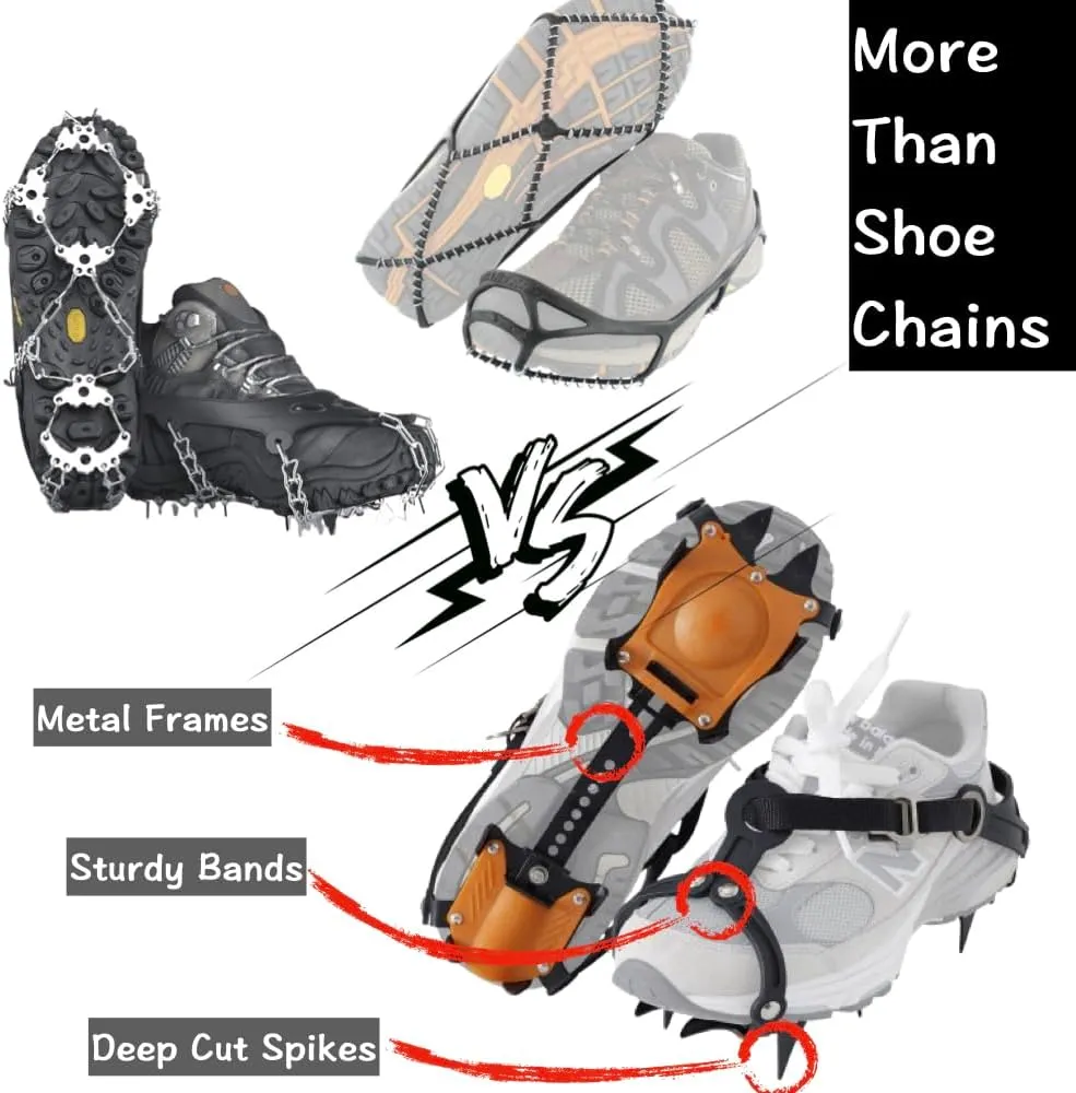 Crampons for Hiking Boots Men/Women, Unisex Spikes for Shoes, Shoe Traction Devices for Hiking, Snow Walking, Jogging, Universal Fit.