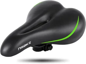 DRBIKE Adult Bike Seat with Wide Cushion & Waterproof Cover, Comfortable Padded Bicycle Saddle for Men & Women, Universal Bike Seat Replacement for MTB, Mountain, Road, Exercise & Cruiser Bike, Black