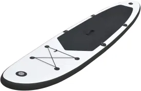 Durable Inflatable Stand Up Paddleboard Set for Adults, Includes Oar and Pump, Black and White, Easy to Transport