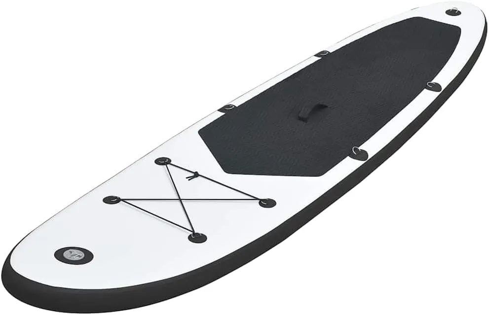 Durable Inflatable Stand Up Paddleboard Set for Adults, Includes Oar and Pump, Black and White, Easy to Transport