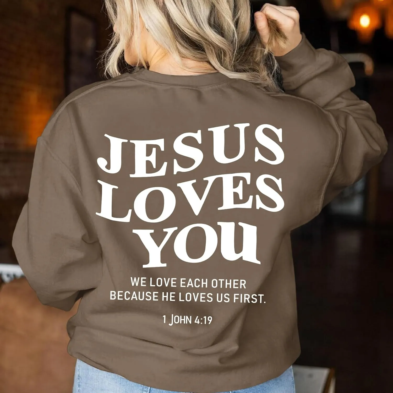 Fleece Christian Sweatshirts Women Jesus Loves You Jesus Is King Hoodie Religious Faith God Shirts Oversized Tops