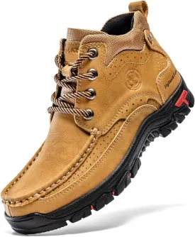 FLYLAND Men's Casual Boots Vintage Leather Ankle Dress Boot Chukka Boots Mid Top Non-Slip Driving Walking Shoes