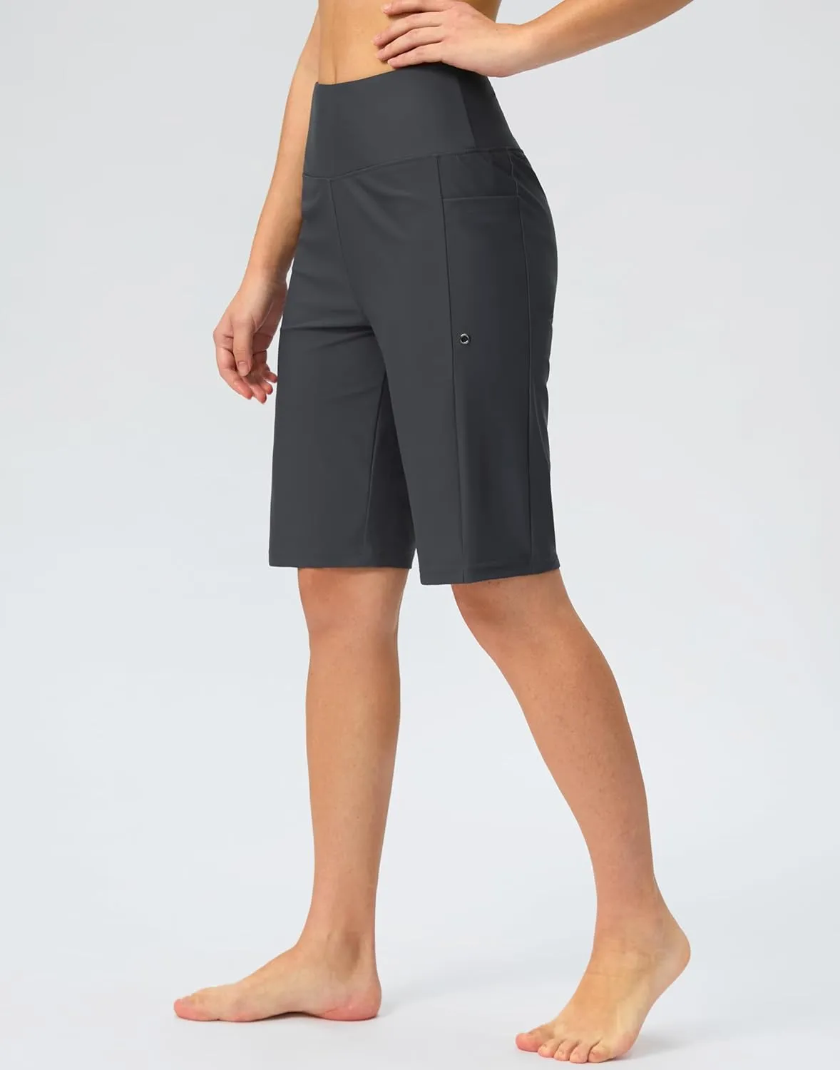 G Gradual Women's 11" Long Swim Board Shorts High Waisted Knee Length Beach Swimming Shorts for Women with Pockets Liner