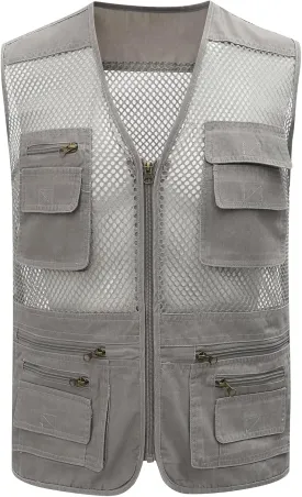 Gihuo Men's Utility Vest Fishing Safari Vest Summer Travel Vest with Pockets