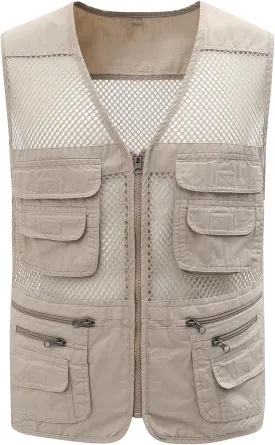 Gihuo Men's Utility Vest Fishing Safari Vest Summer Travel Vest with Pockets