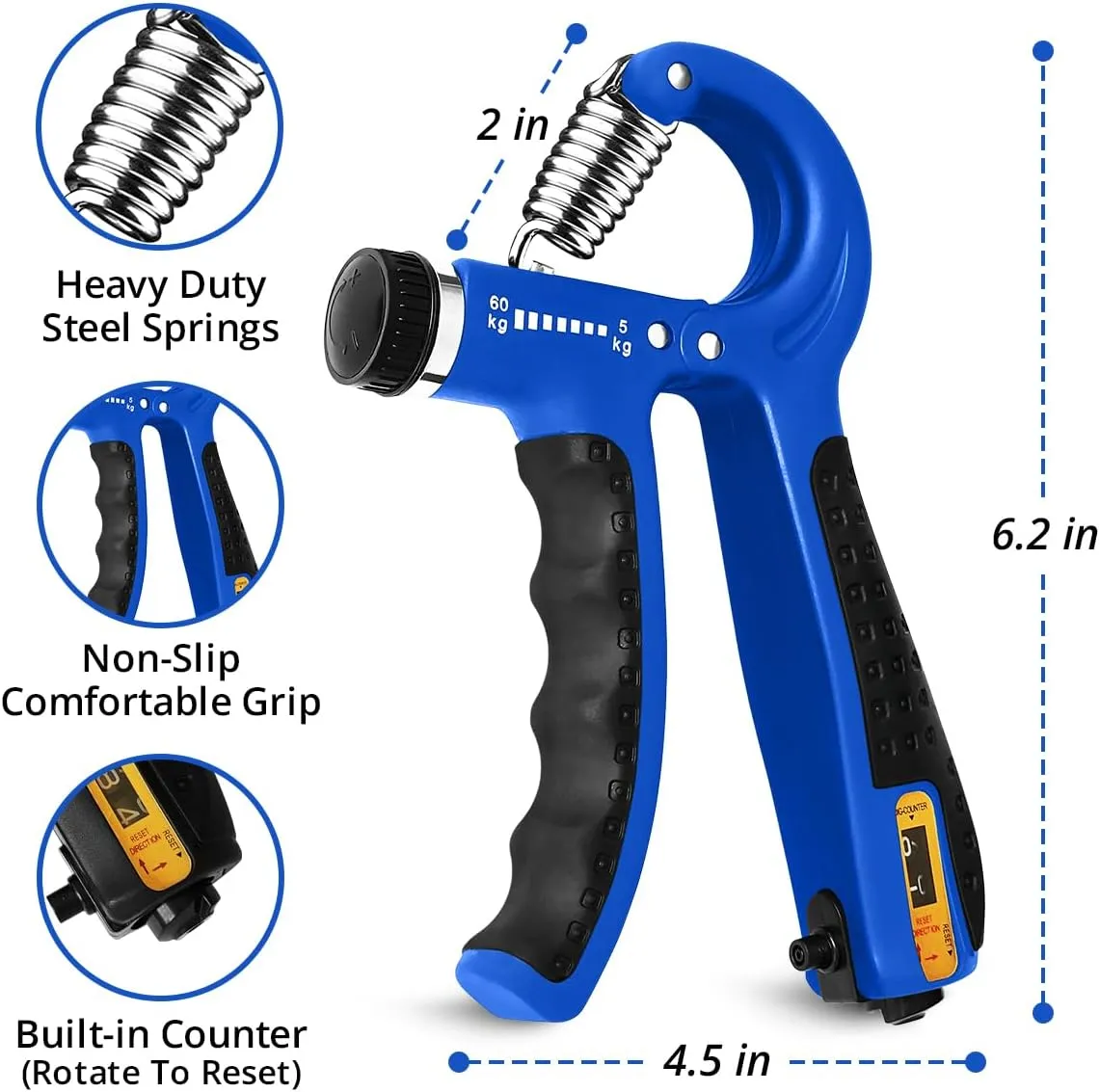 Hand Grip Strengthener Trainer with Adjustable Resistance 10-130lbs (4.5-59kg), Forearm Hand Grip Strength Exerciser for Muscle Building, Injury Recovery, and Therapy Stress Relief