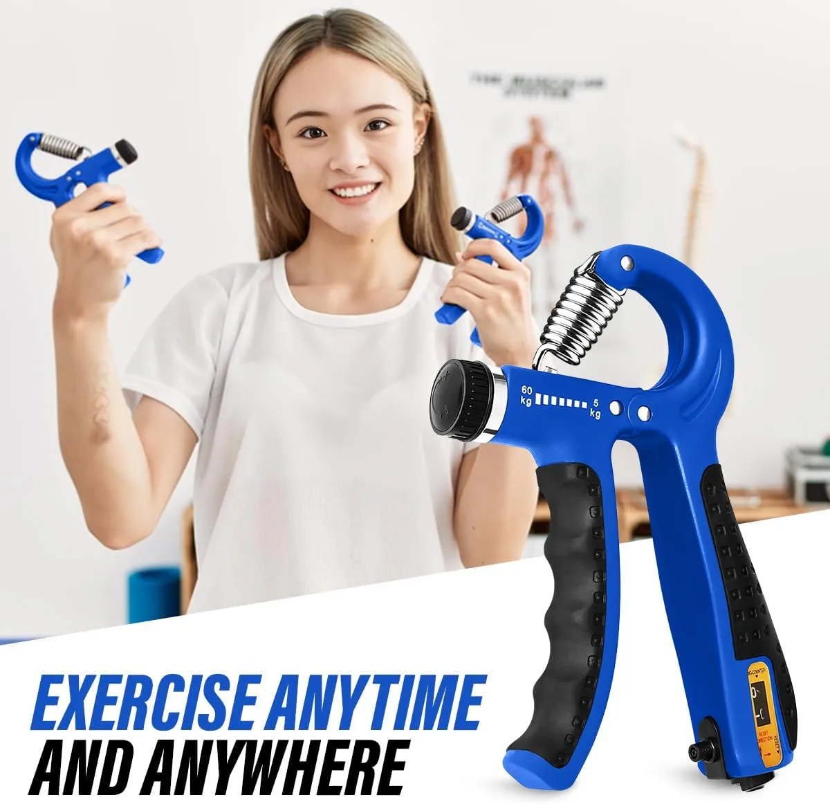 Hand Grip Strengthener Trainer with Adjustable Resistance 10-130lbs (4.5-59kg), Forearm Hand Grip Strength Exerciser for Muscle Building, Injury Recovery, and Therapy Stress Relief