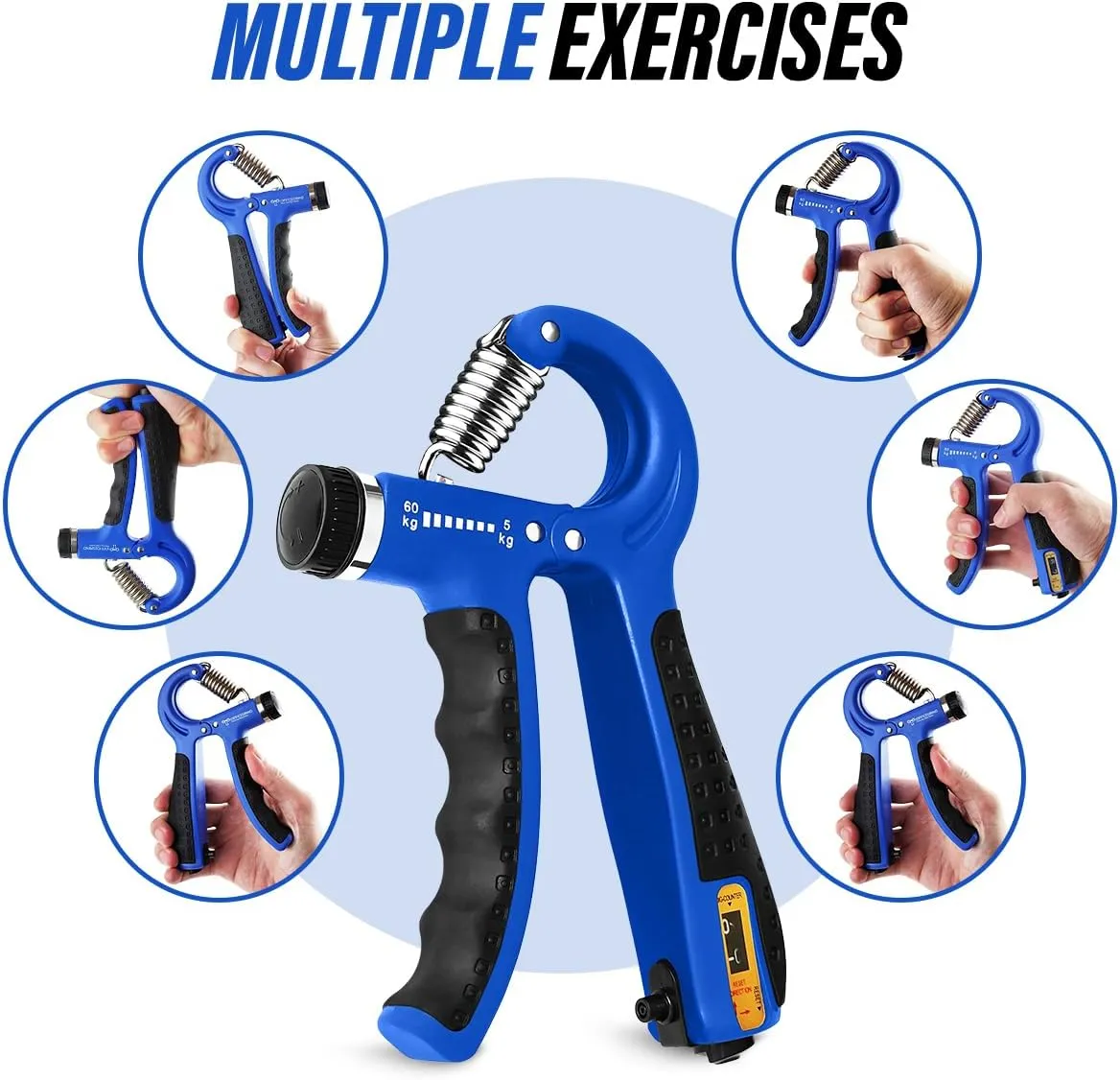Hand Grip Strengthener Trainer with Adjustable Resistance 10-130lbs (4.5-59kg), Forearm Hand Grip Strength Exerciser for Muscle Building, Injury Recovery, and Therapy Stress Relief
