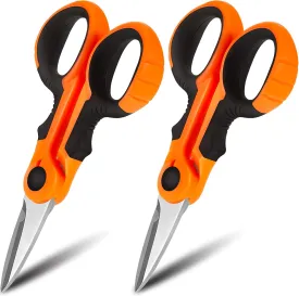 Honoson 2 Pcs Fishing Scissors Braided Line Cutters Fishing Heavy Duty 3cr13 Non Slip Serrated Edge Scissors Saltwater Freshwater Braid Multi Function Cutter for Trimming (Orange)