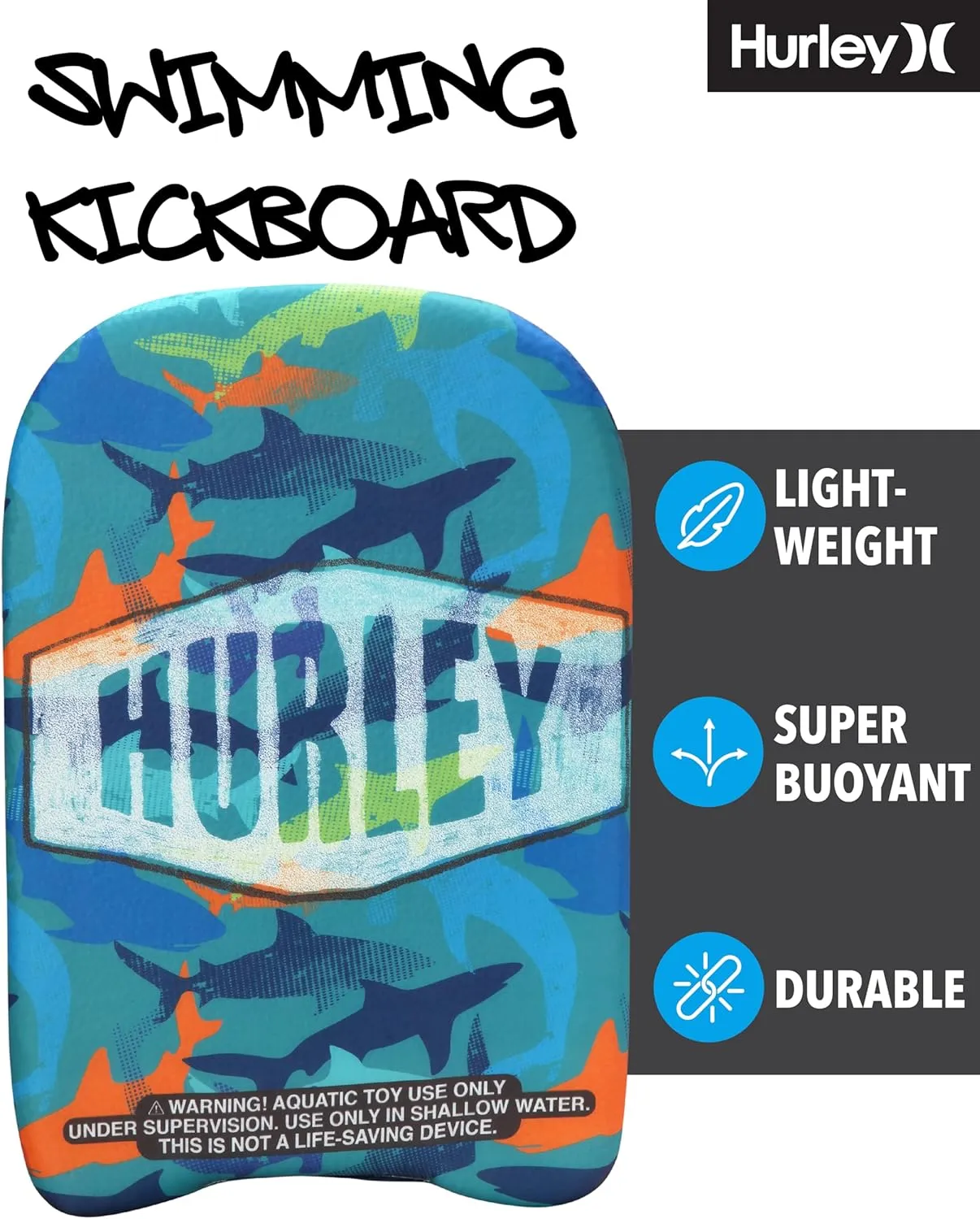Hurley Kids Kickboard - Swim Training Kickboard for Kids, Swimming Pool Floats and Exercise Equipment for Boys and Girls (18 Inches)