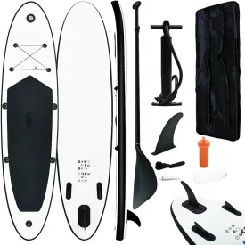 Inflatable Stand Up Paddle Board Set with Oar and Carry Bag, Puncture-Proof Design, 1 Adult Capacity, Black and White