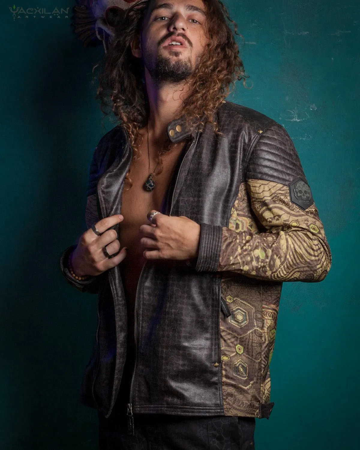 Jacket Men ENKI / Waterproof / Fake Leather - PSYGALAK Stars