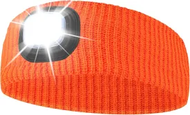 LED Headband for Outdoor Sports,Type C Rechargeable Knit Hairband with a Light Winter Gifts for Men Women,Dog Walking,Camping,Outdoor Work,Cycling,Running in the Night