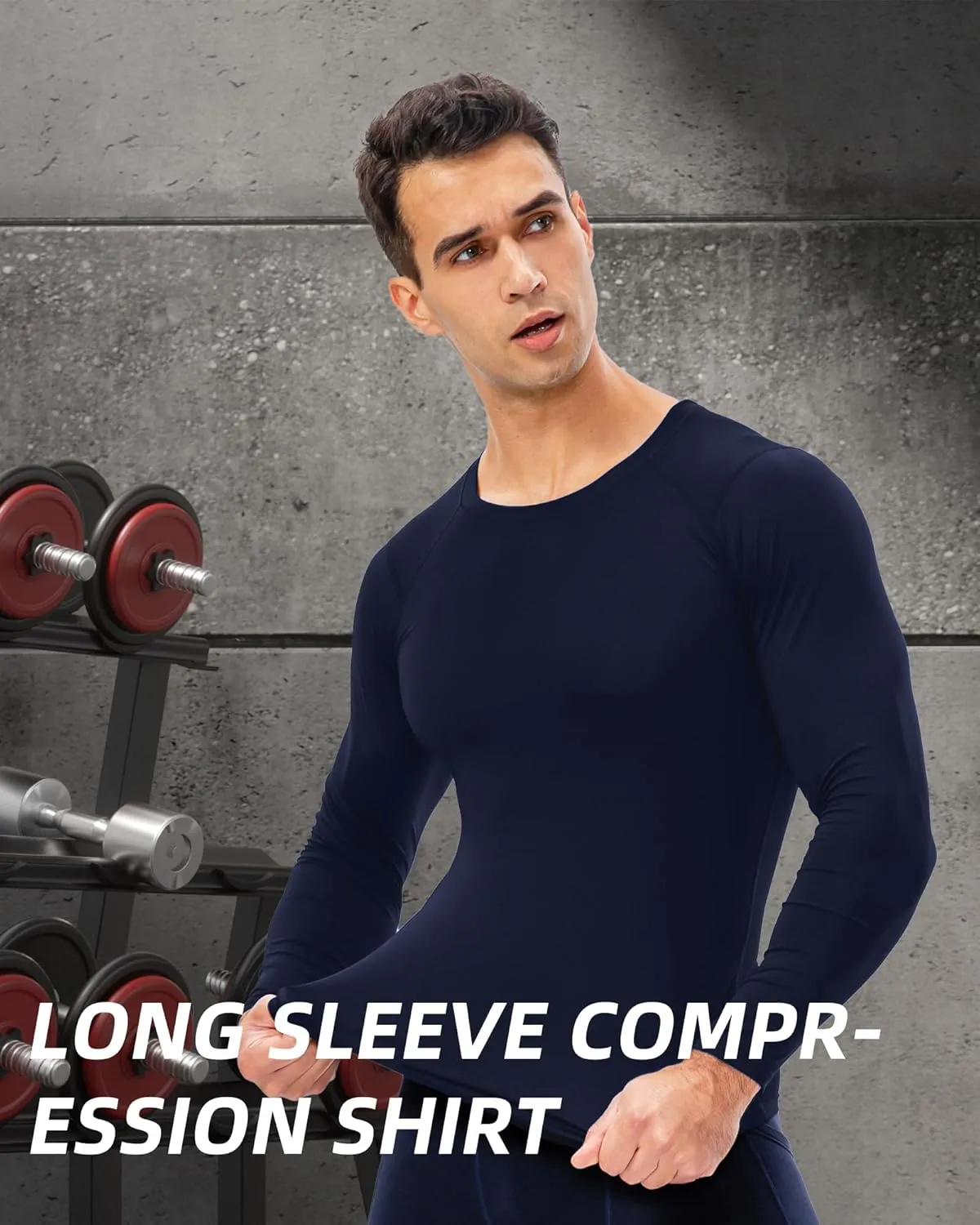 Men's Compression Shirt Long Sleeve Cool Dry Workout Athletic Base Layer Undershirts for Running Basketball Cycling