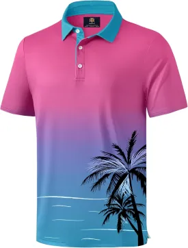 Men's Golf Polo Shirts Moisture Wicking Athletic Polos Dry Fit Performance Shirt (S-XXL)