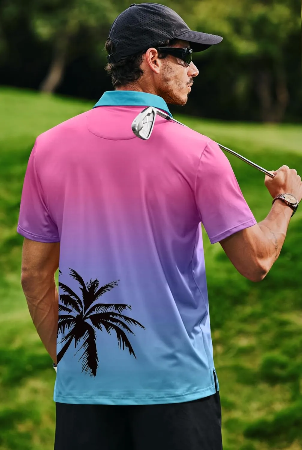 Men's Golf Polo Shirts Moisture Wicking Athletic Polos Dry Fit Performance Shirt (S-XXL)