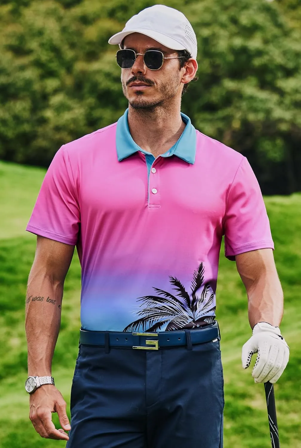 Men's Golf Polo Shirts Moisture Wicking Athletic Polos Dry Fit Performance Shirt (S-XXL)