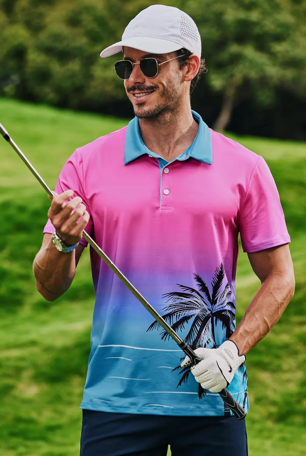 Men's Golf Polo Shirts Moisture Wicking Athletic Polos Dry Fit Performance Shirt (S-XXL)