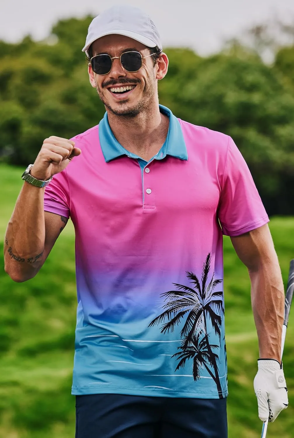 Men's Golf Polo Shirts Moisture Wicking Athletic Polos Dry Fit Performance Shirt (S-XXL)
