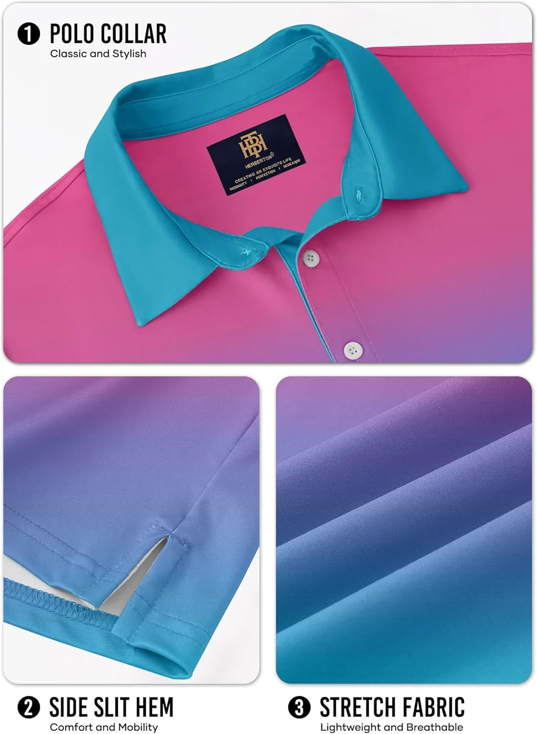 Men's Golf Polo Shirts Moisture Wicking Athletic Polos Dry Fit Performance Shirt (S-XXL)