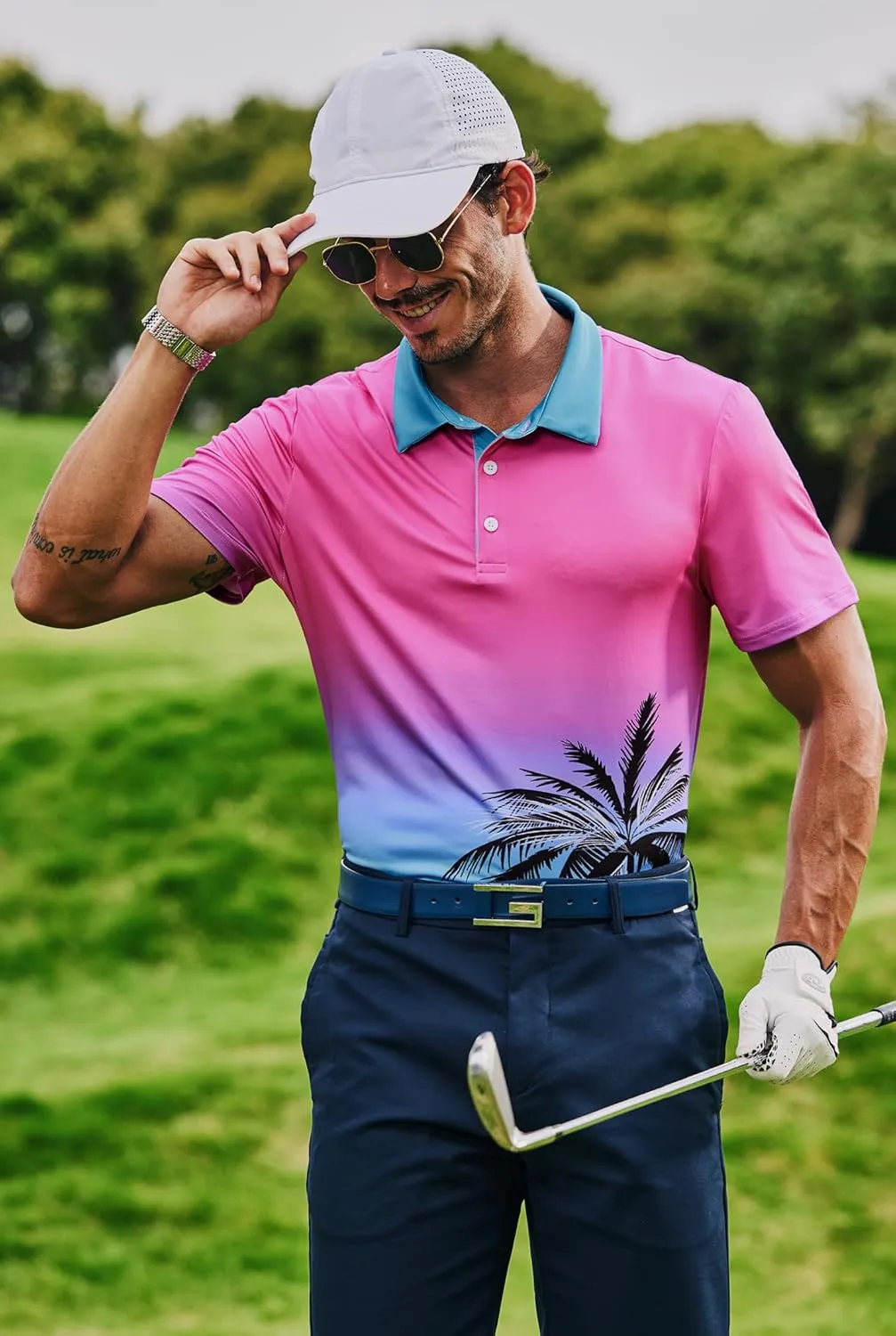 Men's Golf Polo Shirts Moisture Wicking Athletic Polos Dry Fit Performance Shirt (S-XXL)
