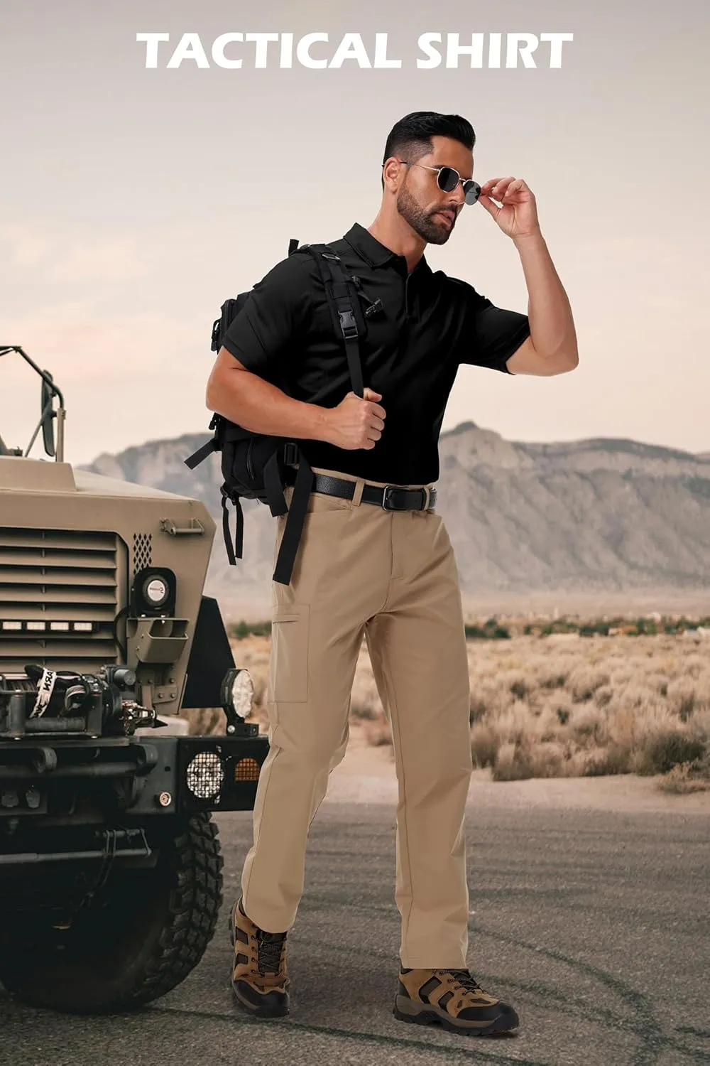Mens Polo Shirts Tactical Short Sleeve Quick Dry Performance Shirt Golf Casual Hiking Work Utility