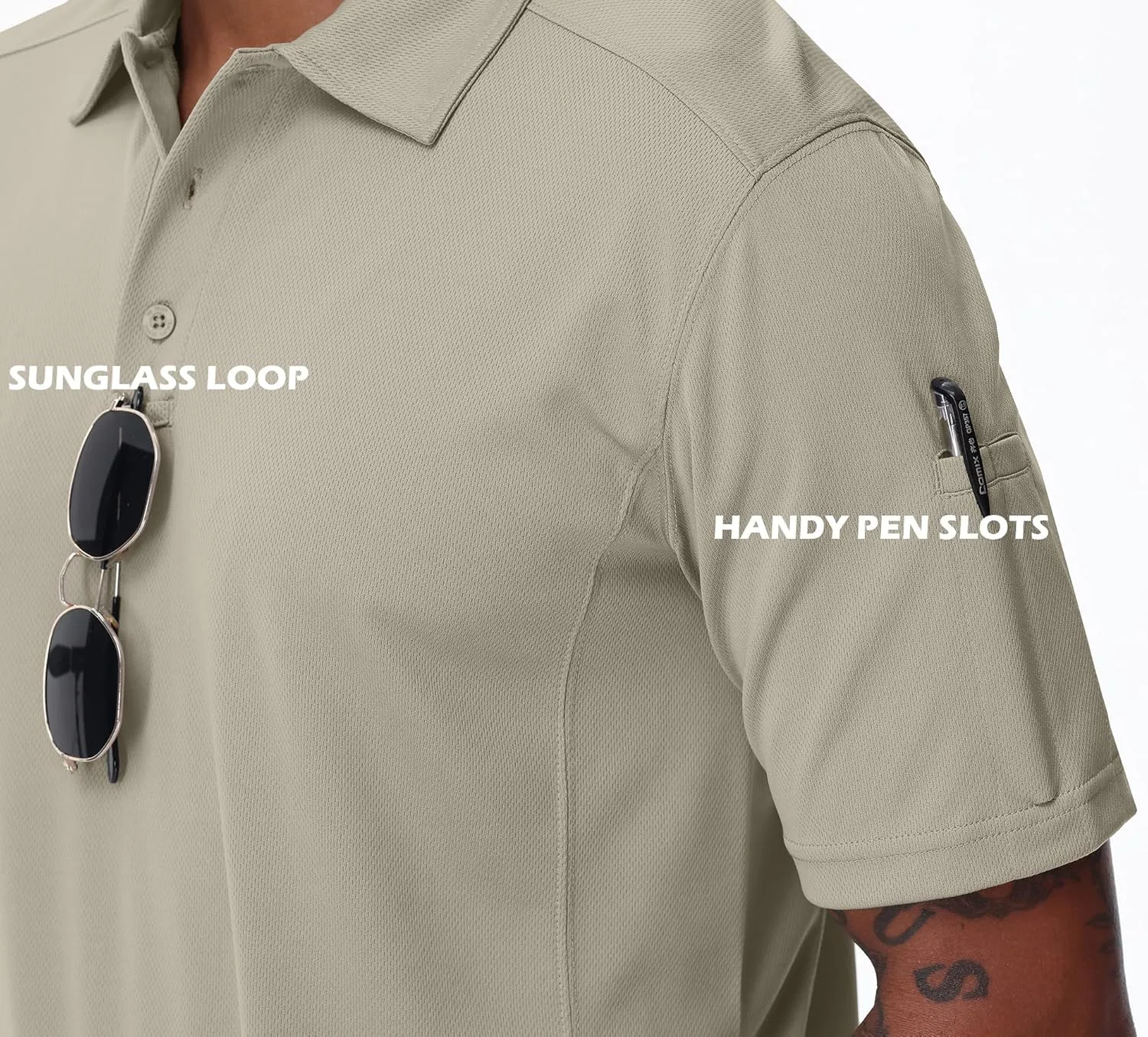 Mens Polo Shirts Tactical Short Sleeve Quick Dry Performance Shirt Golf Casual Hiking Work Utility