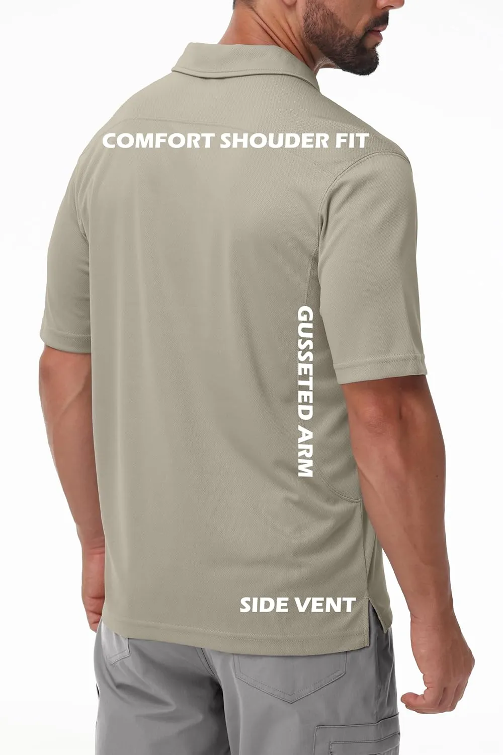 Mens Polo Shirts Tactical Short Sleeve Quick Dry Performance Shirt Golf Casual Hiking Work Utility