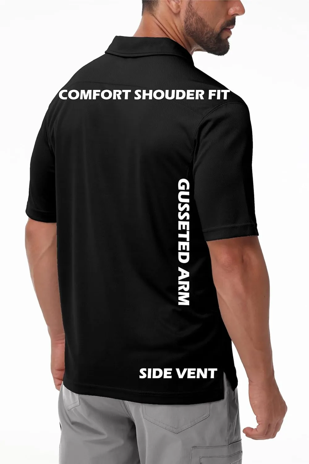 Mens Polo Shirts Tactical Short Sleeve Quick Dry Performance Shirt Golf Casual Hiking Work Utility