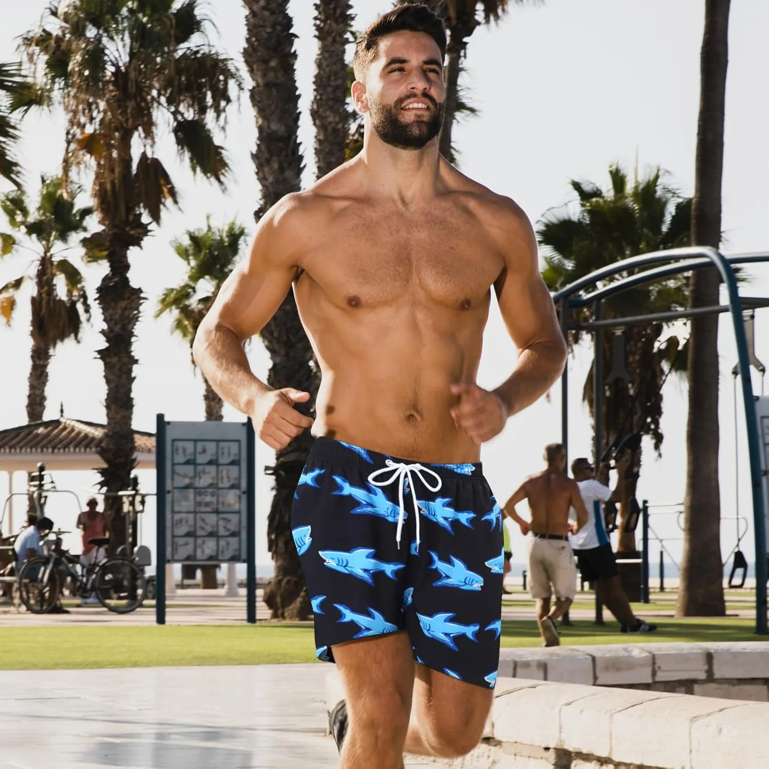 Mens Swim Trunks with Compression Liner 7" Inseam Quick Dry Board Shorts Swim Shorts Bathing Suits