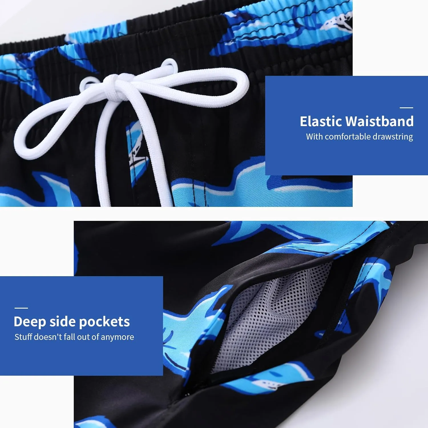 Mens Swim Trunks with Compression Liner 7" Inseam Quick Dry Board Shorts Swim Shorts Bathing Suits