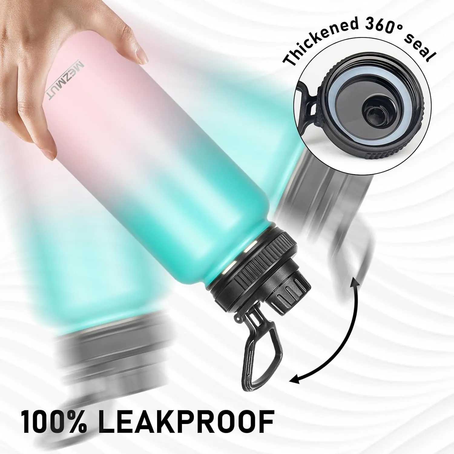 MEZMUT 32oz Insulated Water Bottle with Straw&3 Lids,Stainless Steel Water Bottles Double Wall Metal Thermos Water Bottle Leak-proof Vacuum Insulated Bottles for Sports Camping Hiking Gym School