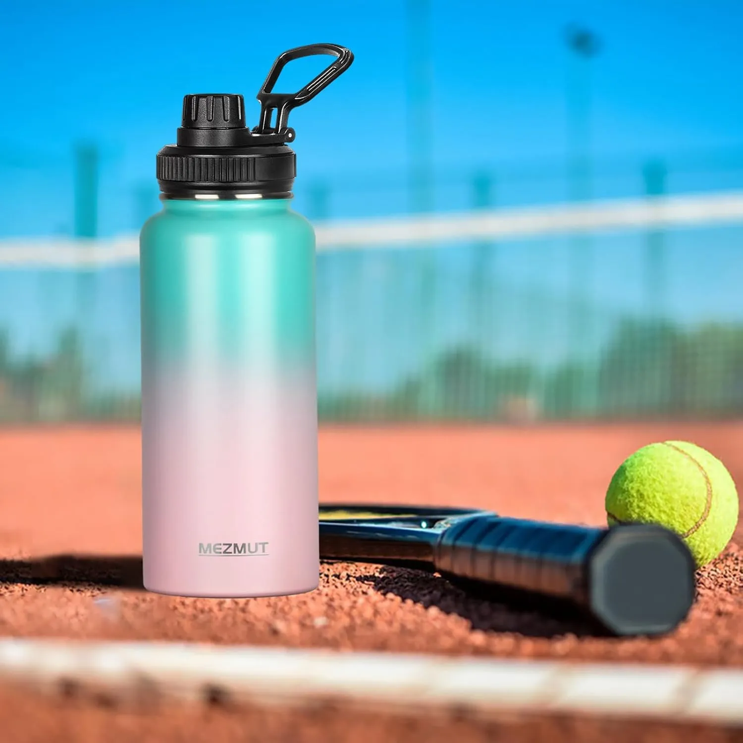 MEZMUT 32oz Insulated Water Bottle with Straw&3 Lids,Stainless Steel Water Bottles Double Wall Metal Thermos Water Bottle Leak-proof Vacuum Insulated Bottles for Sports Camping Hiking Gym School