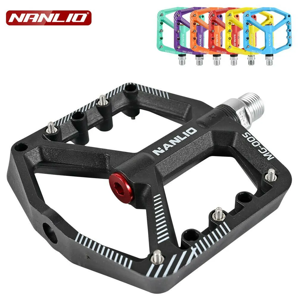 NanLio MTB Ultralight Flat Pedal Bearings XC AM Mountain BMX Anti-slip Big Foot DU Bushing Colorful Nylon Plastic 9/16" Bicycle