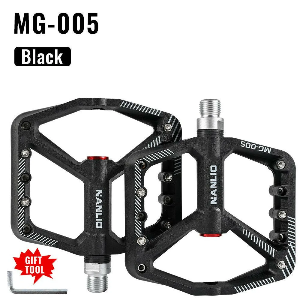 NanLio MTB Ultralight Flat Pedal Bearings XC AM Mountain BMX Anti-slip Big Foot DU Bushing Colorful Nylon Plastic 9/16" Bicycle