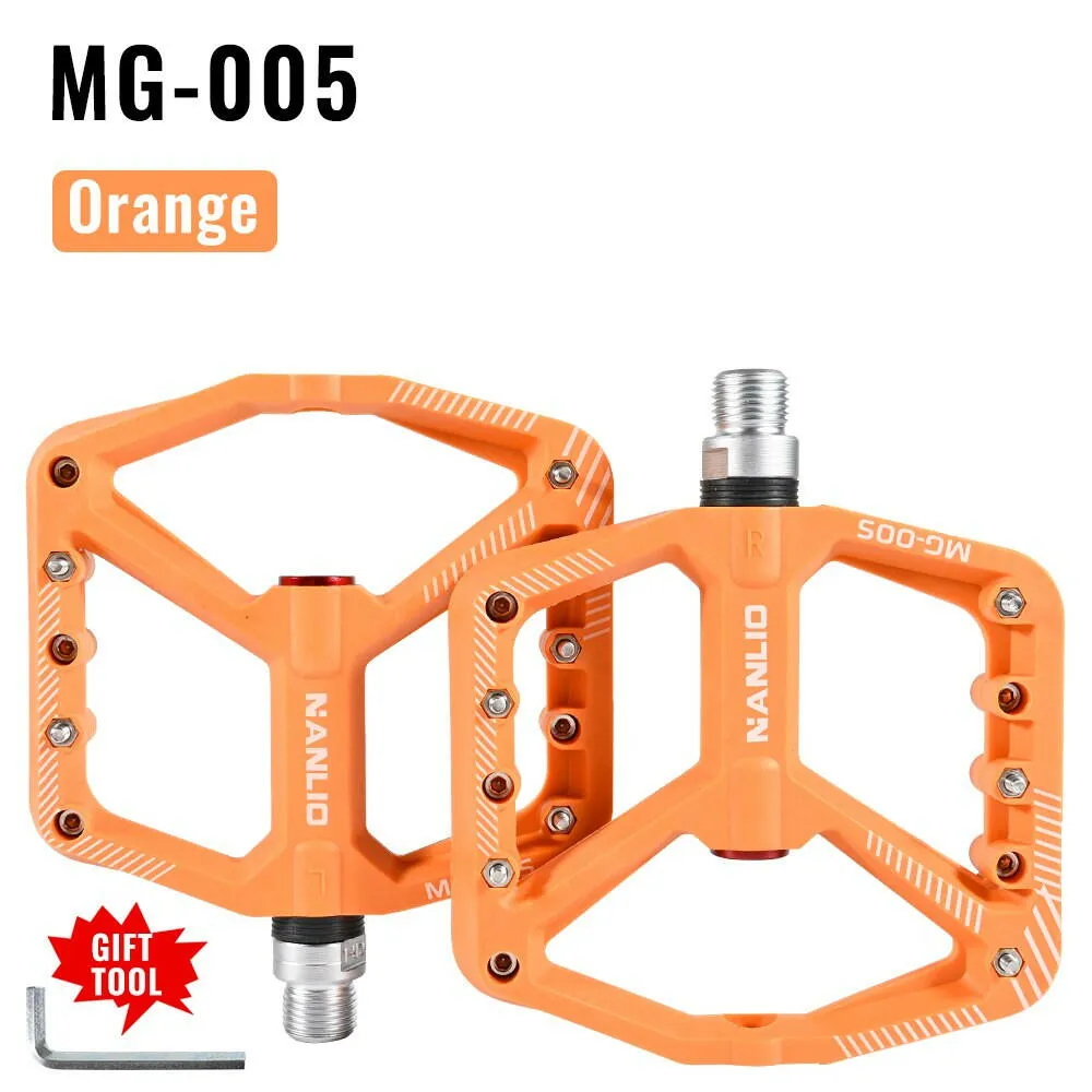 NanLio MTB Ultralight Flat Pedal Bearings XC AM Mountain BMX Anti-slip Big Foot DU Bushing Colorful Nylon Plastic 9/16" Bicycle