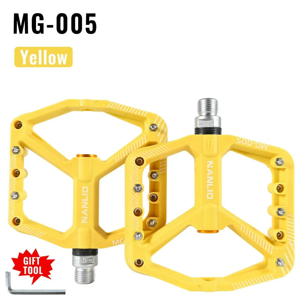 NanLio MTB Ultralight Flat Pedal Bearings XC AM Mountain BMX Anti-slip Big Foot DU Bushing Colorful Nylon Plastic 9/16" Bicycle