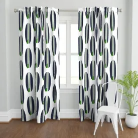 Navy Blue and Green Classic Surfboards Window Curtains -Biggie Size