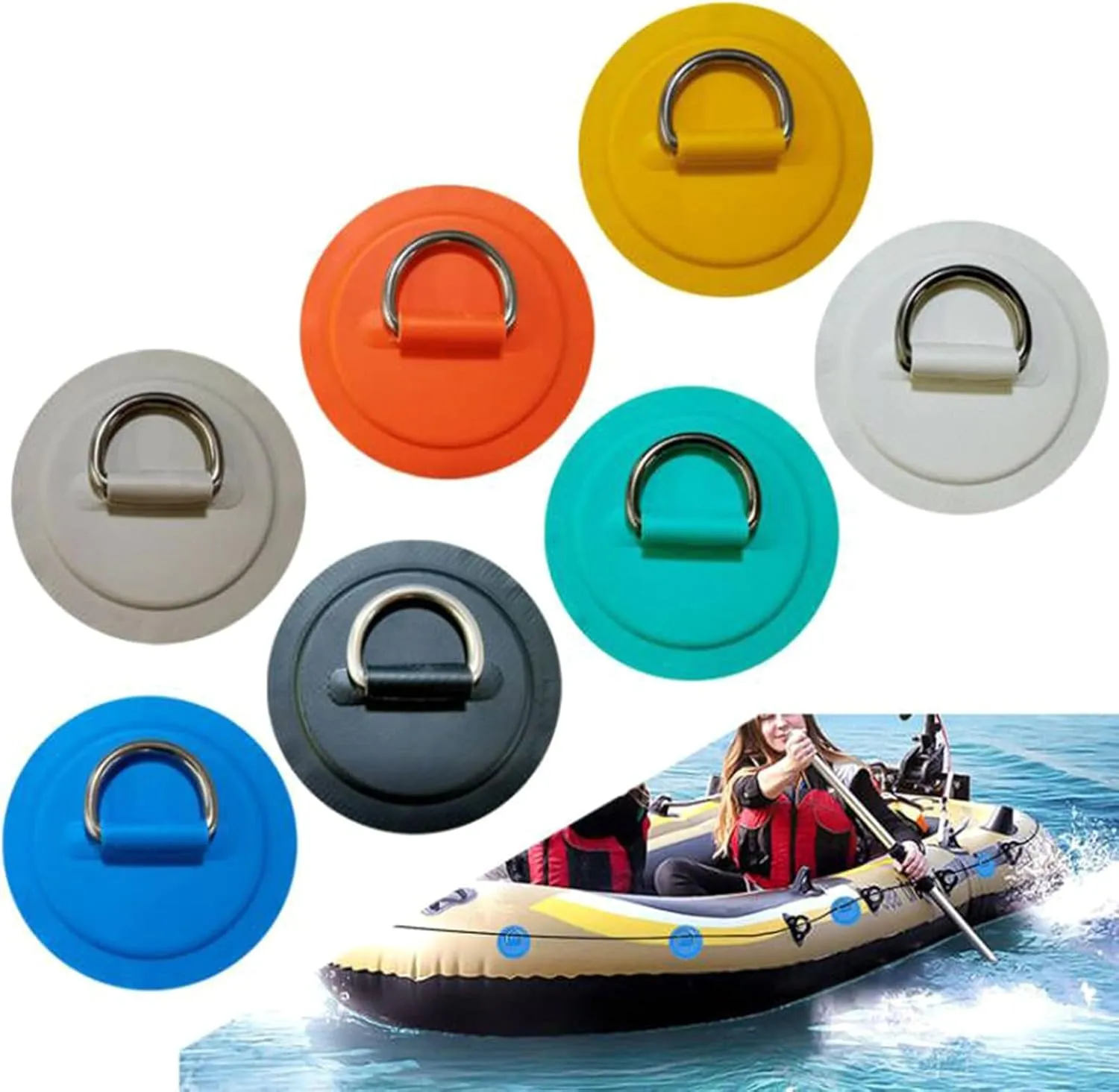 Pad/Patches D Rings for PVC Inflatable Canoe Raft Stainless Steel D-Rings Patches Dinghy Kayak Surfboard Accessories