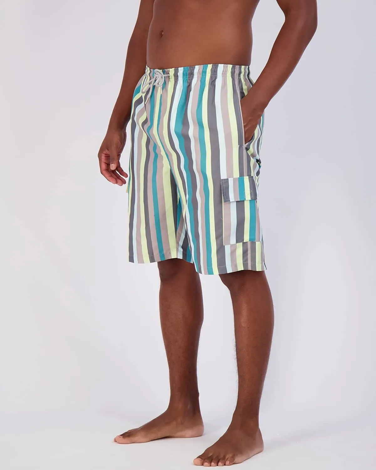 Real Essentials 3 Pack: Men's Swim Trunks with Cargo Pockets & Mesh Lining (Available in Big & Tall)