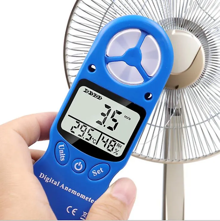 red Mini handheld anemometer, thermometer and hygrometer, LCD digital screen display AZ16060