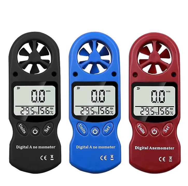 red Mini handheld anemometer, thermometer and hygrometer, LCD digital screen display AZ16060